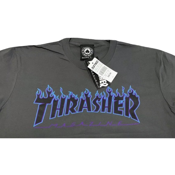 THRASHER Flame Logo Grey Girls Boyfriend Tee - Picture 2 of 3